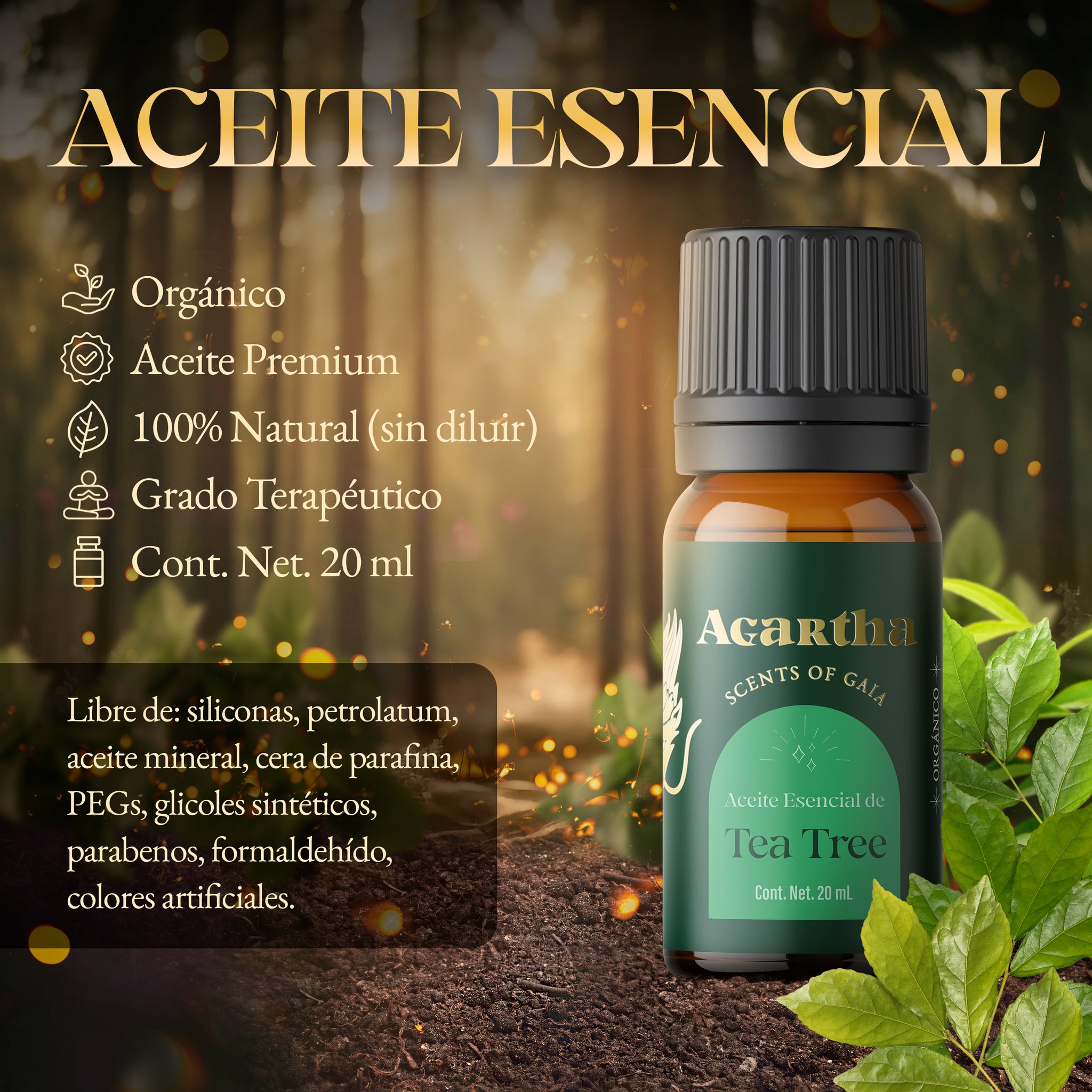 Aceite Esencial de Tea Tree, 20 ml