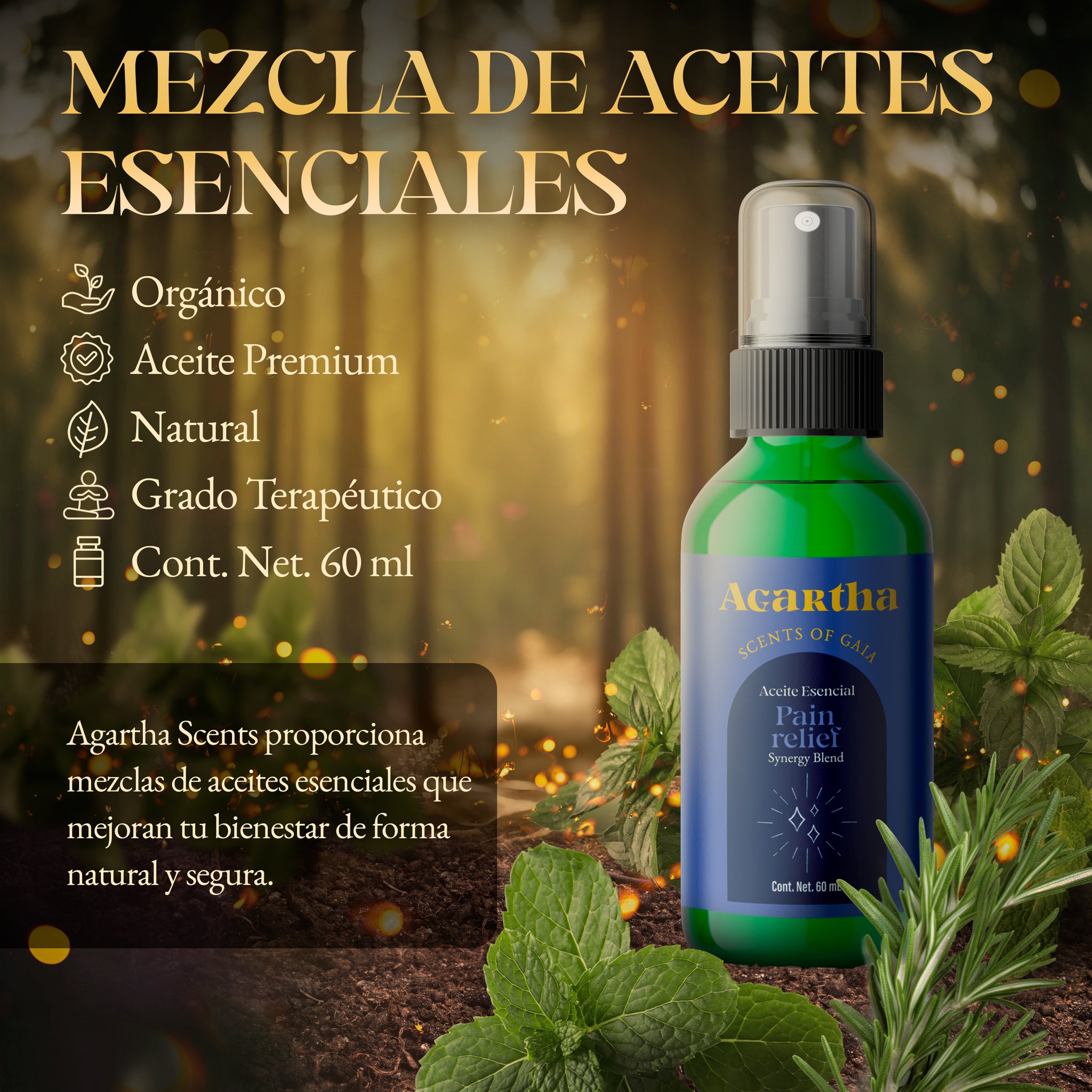 Mezcla de Aceites Esenciales Pain Relief, 60 ml