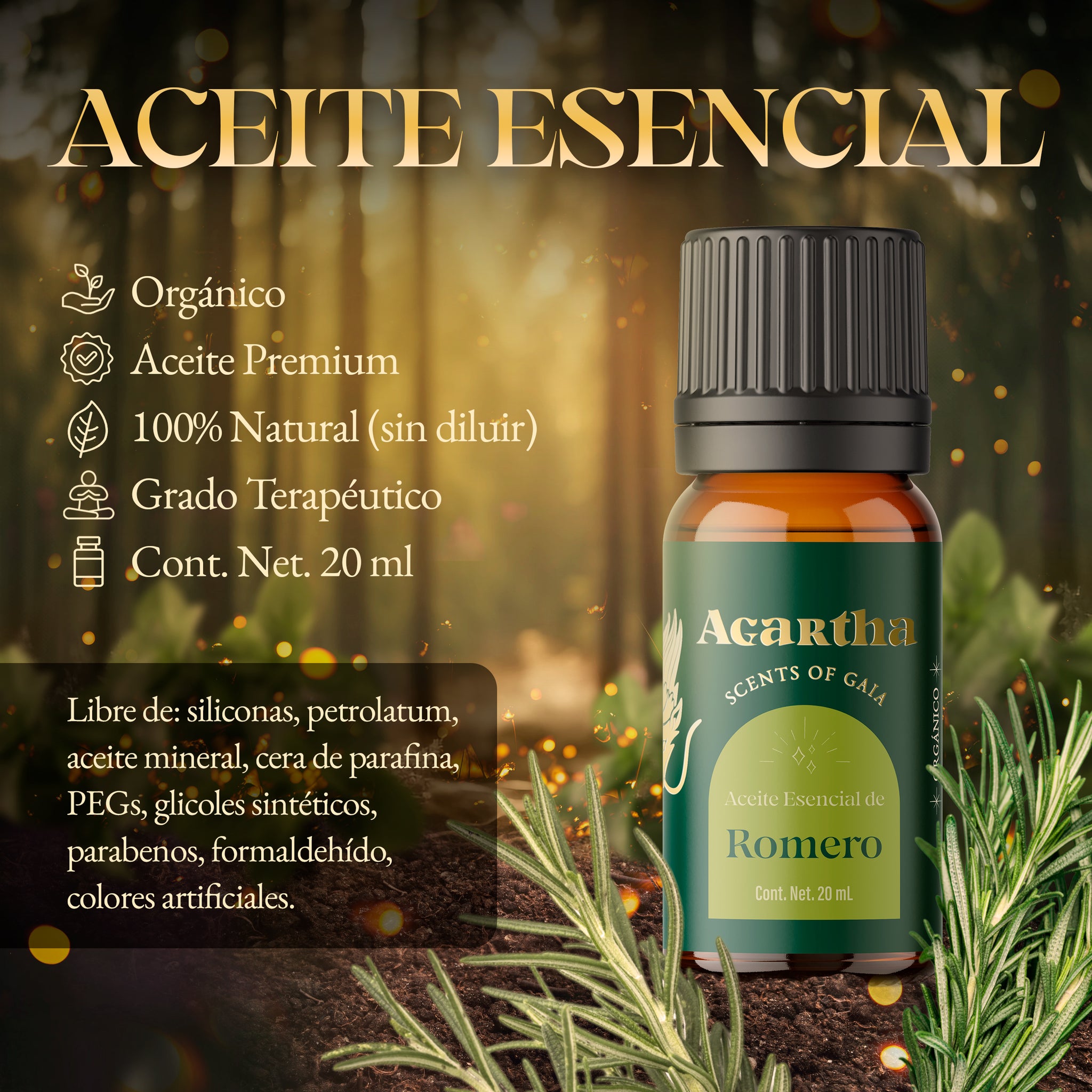 Aceite Esencial de Romero, 20 ml