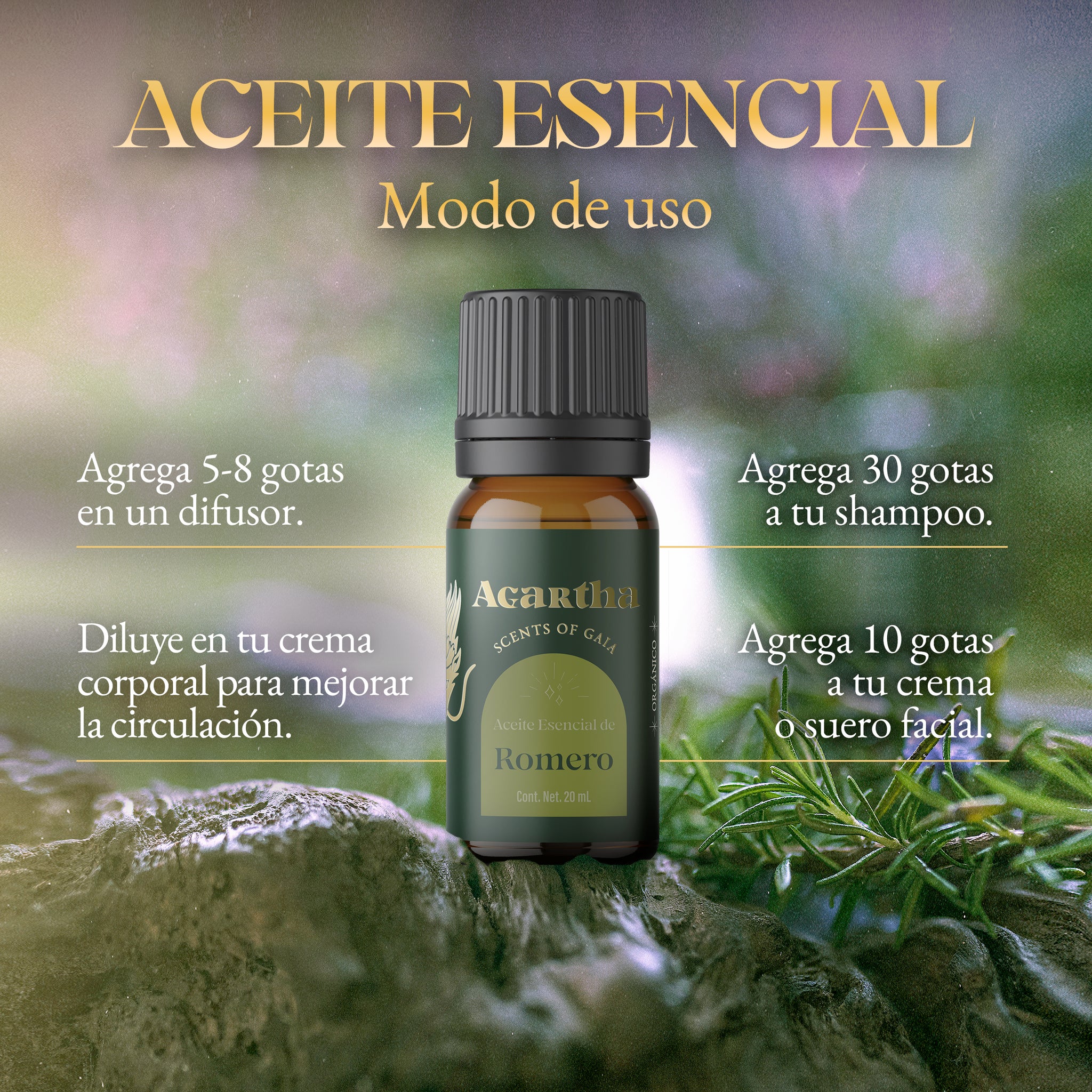 Aceite Esencial de Romero, 20 ml