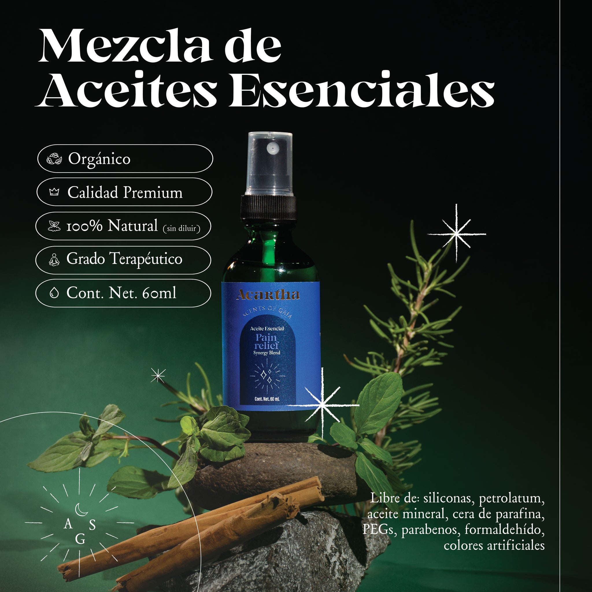 Mezcla de Aceites Esenciales Pain Relief, 60 ml