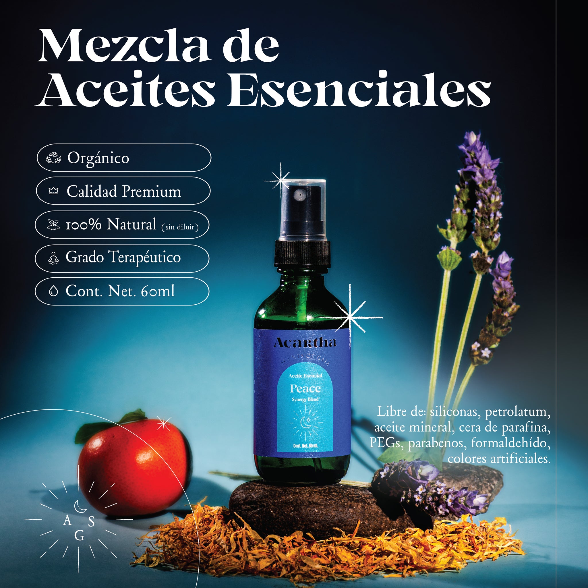 Mezcla de Aceites Esenciales Peace, 60 ml