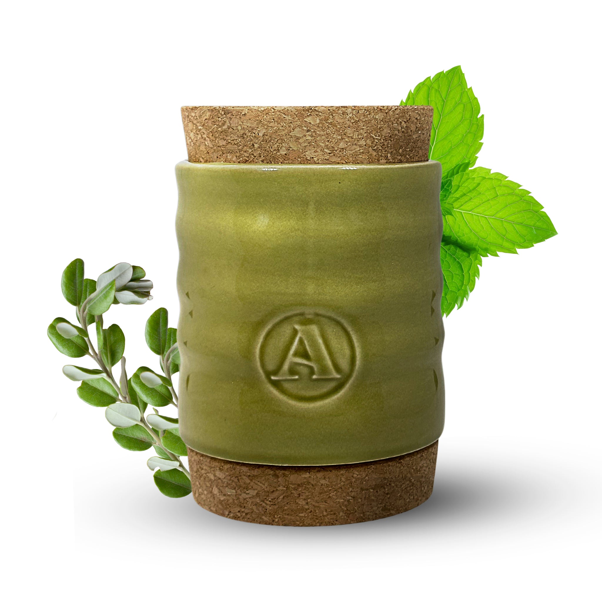 Vela Agartha 79 con delicado aroma de menta, eucalipto, albahaca, salvia y un toque de algodón, ideal para crear un ambiente fresco y relajante.